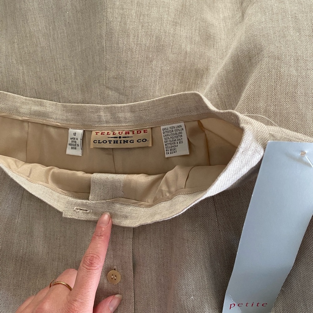 Telluride Clothing Company 100% Linen  Natural Button-Front A-Line Skirt NWT - Picture 6 of 6